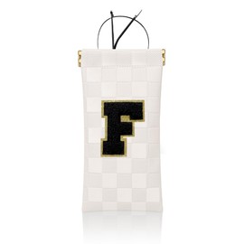 HIGH FIT - Bolsa de anteojos suave, portátil, para anteojos de sol con inicial, para mujeres y niñas, Blanco, Small