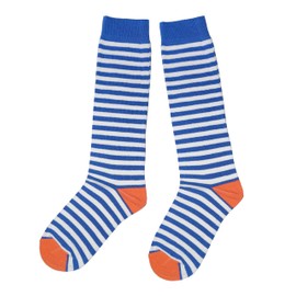 Weri Spezials Children's Knee Socks for Girls and Boys Cotton Striped Socks Carnival in Various Striped Patterns, Regate+Coral Ringel