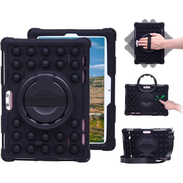 Sfulatdc Silicone Tablet Case with 360 Rotating Kickstand Handle/Shoulder Strap