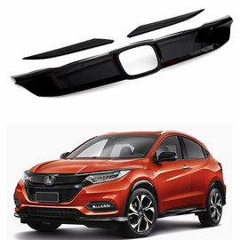 Karmoxs Front Grill Bumper Grille Trim for Honda HR-V HRV 2019 2020 2021 Glossy Black 3PCS (Glossy Black)