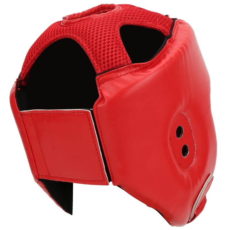 Boxing Helmet PU Leather Adjustable Head Guard Sanda Kickboxing Training