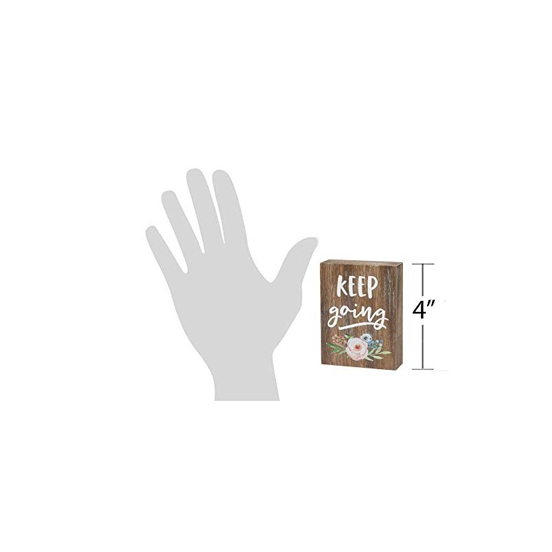 Inspirational Wood Grain Mini Block Sign, 4" (Keep Going)
