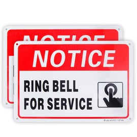 2-Pack Ring Bell for Service Sign, 10"x 7" .04" Aluminum Reflective Sign Rust Free Aluminum-UV Protected and Weatherproof