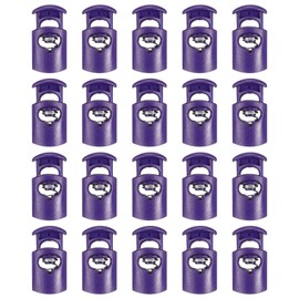 sourcing map 20pcs Plastic Cord Locks Single Hole Spring Toggle Stopper Clip Elastic Clasp Lock Fastener for Drawstring, Paracord, Bags, Clothing, Gloves String Lock Replacement, Dark Purple