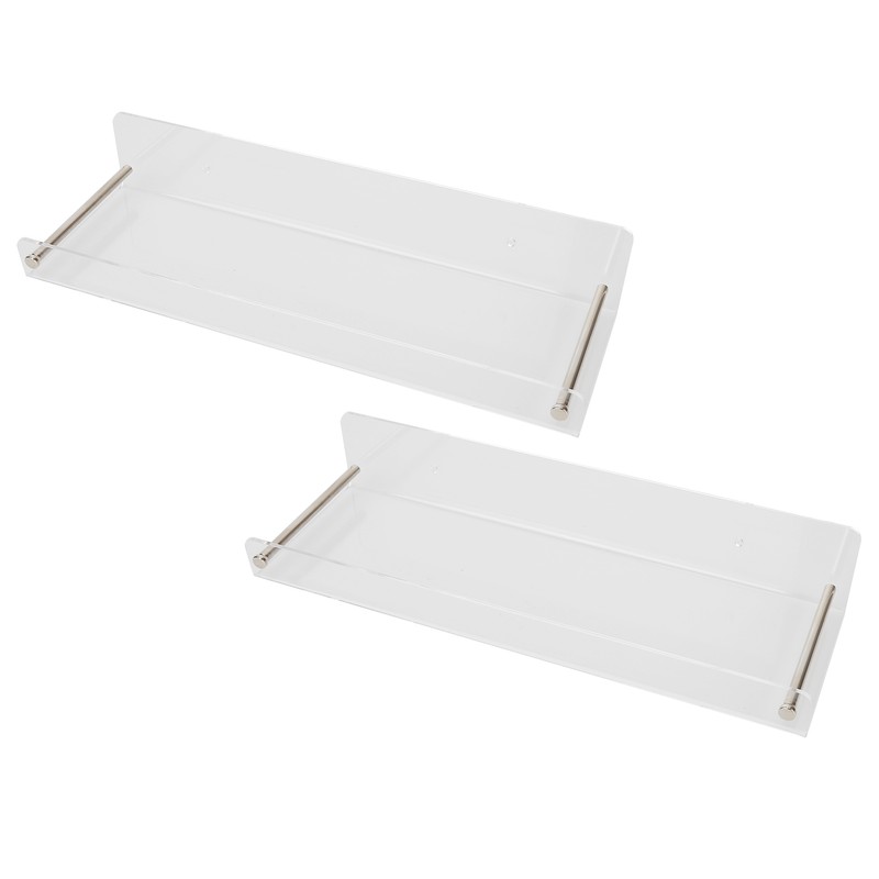 2Pcs Floating Wall Ledge Shelf Acrylic Concealed Bathroom Rack for
