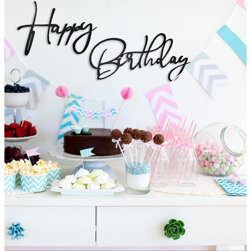 MUNILAIL Black Happy Birthday Sign for Backdrop