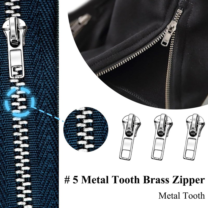 wimony 57 Pcs Metal Zipper Replacement Repair Kit,Universal Zipper Pulls
