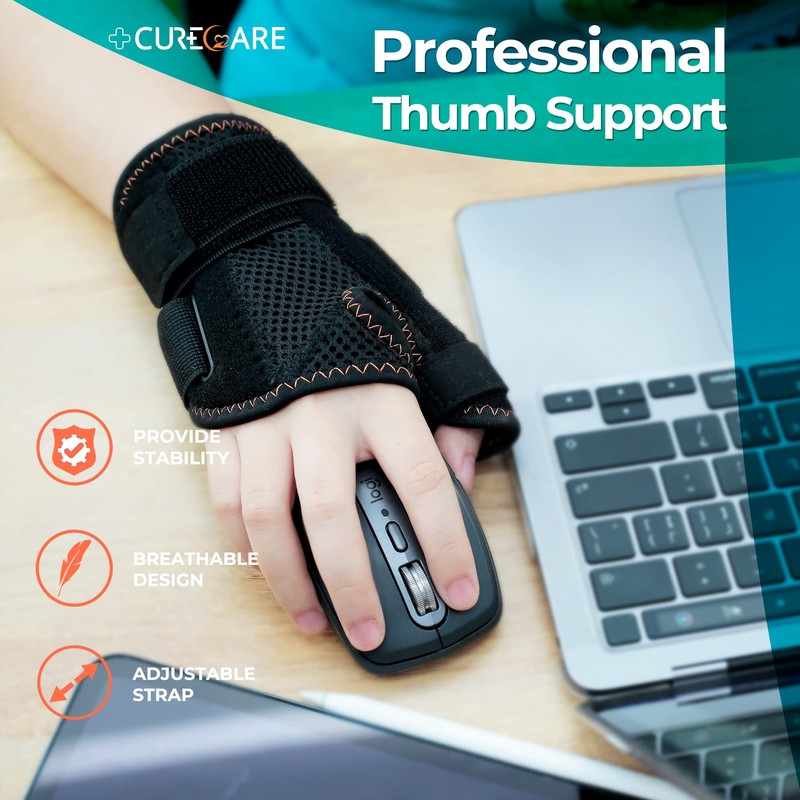 CURECARE Thumb Brace Left and Right, Reversible Thumb Splint for