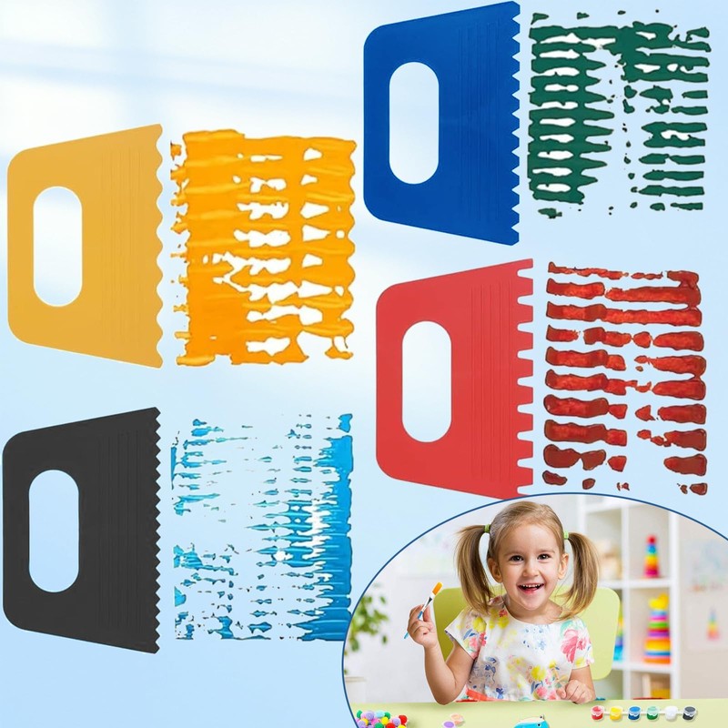 4 Pcs Art Paint Scrapers Kit, Plastic Scraper Tool, Plaster