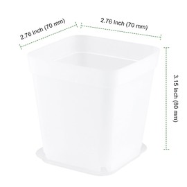 PINGEUI 150 Pcs Nursery Plant Pots, 3Inch Clear Plant Seedling Pots with Saucers,Square Herb Pots Flower Pots for Home, Company, Office and Garden