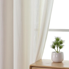 Ravorrato Light Filtering Curtains 108 Inches Long Grommet Top Semi Sheer Soft Thick Textured Window Curtains for Living Room Privacy Vertical Drapes for Bedroom 2 Panels Set White