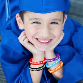Moon Boat 100PCS Kindergarten Graduation Gifts Wristbands Bulk: Grad Silicone Bracelets for Kids Boys Girls Class of 2025 Students, Graduate Party Favors Decorations(8 Styles)