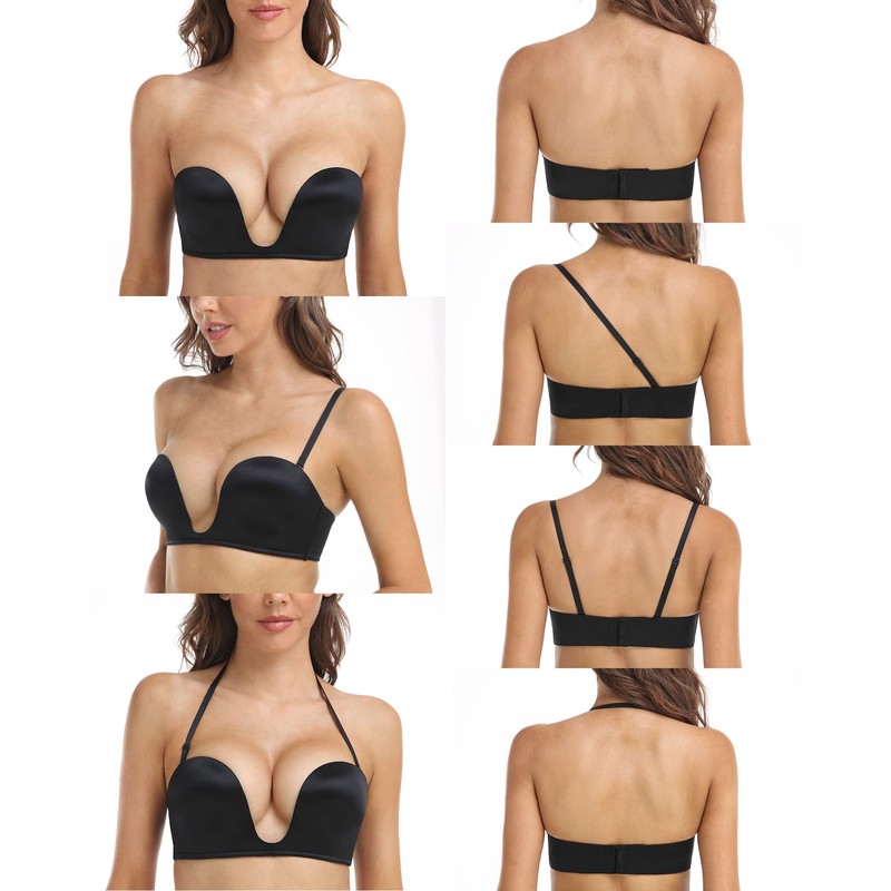 DotVol Push Up Convertible Strapless Bra for Women Underwire Deep