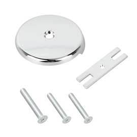 Single Hole Bathtub Drain Overflow Plate with Three Matching Screws an Adapter (1 Pcs Chrome)