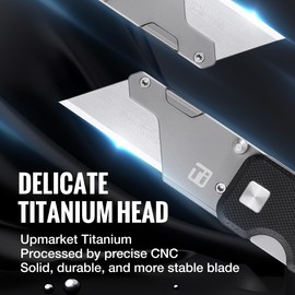 WORKPRO Premium Titanium Utility Knife, CNC Unibody, Lightweight G-10Handle Folding Box Cutter, Quick Change Blade Razor Knife,Ideal Gifts for Men Women, with 10 Extra Blades