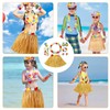 Hawaiian Fancy Dress Women, 8-Piece Tropical Party Set with Grass