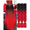 24 Inch Jumbo Braiding Hair Extensions - Silky Kanekalon Synthetic Fiber, 3pcs Colorful Twist Braids, Soft & Healthy (Red Ombre)