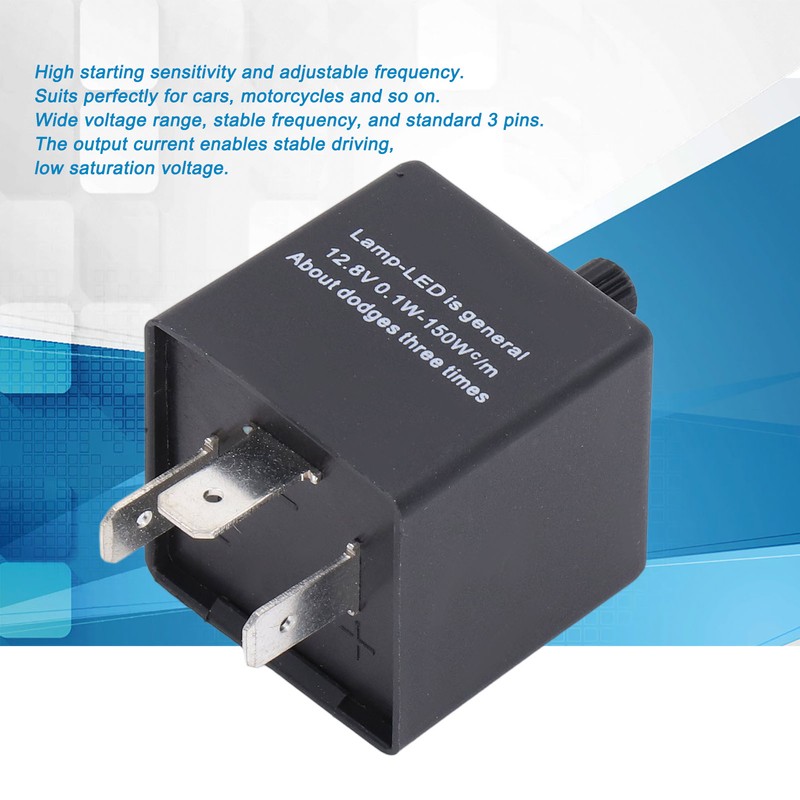 LED Flasher Relay Adjustable Frequency 3 Pin ABS Waterproof Module