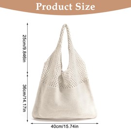 VerLuky Crochet Mesh Beach Tote Bag, beige