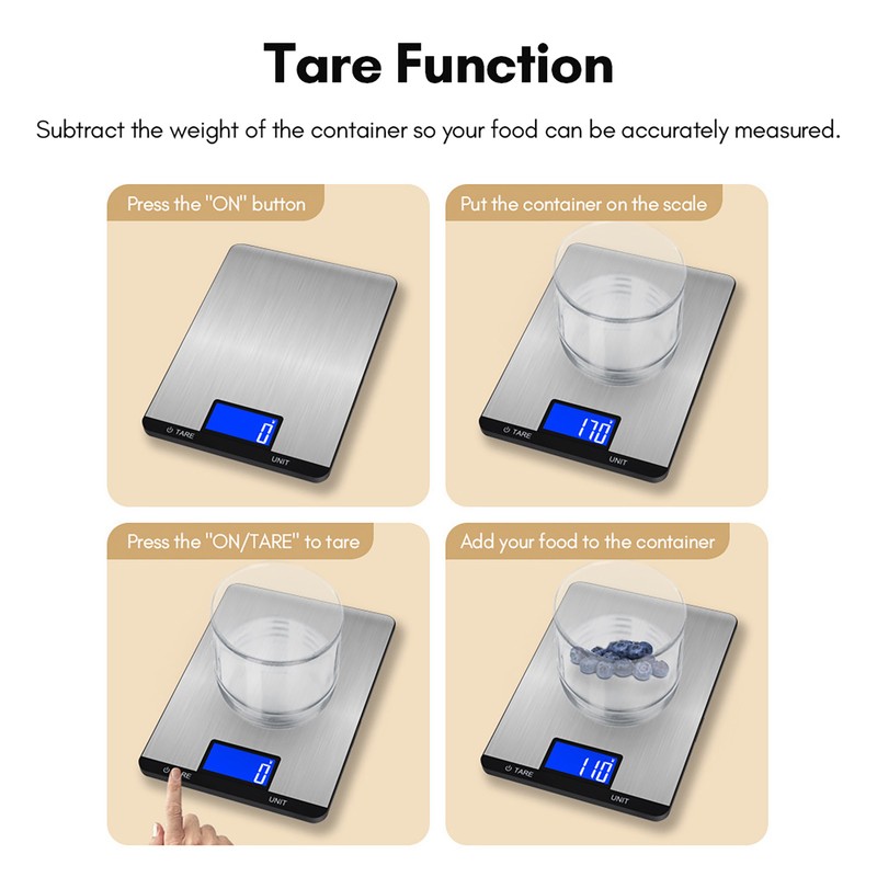 Digital Food Scale 15kg/33lb Rechargeable Digital Kitchen Scale with LCD