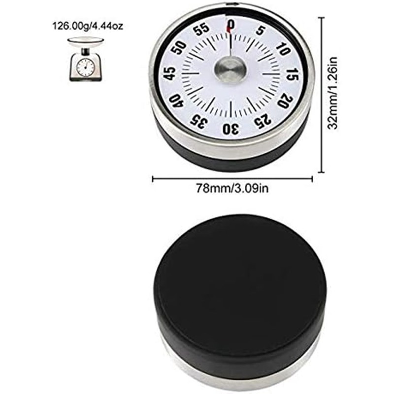 CMLLING マグネットビジュアルキッチンタイマー - 60分 機械式カウントダウンタイマー 大きなアラーム付き 子供と大人用 ベーキング/クッキング/バーベキュー/教室用