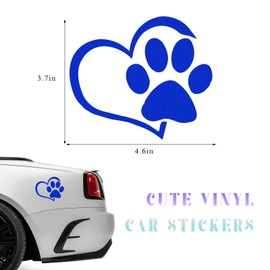 DXNQ Blue Reflective Heart Paw Print Decal, 4.6" 3.7", PET Material, Waterproof, Outdoor Use, Sticker