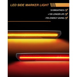 NEIFILES LED Side Marker Lights for 2020-2024 GMC Sierra 2500HD 3500HD - 5X Brighter,Smoked Lens, Plug and Play, IP68 Waterproof, Easy Installation Front Rear Pack of 4