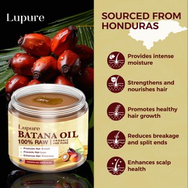 Batana Oil for Hair Growth – 100% Raw, Pure & Organic Treatment from Honduras – Prevents Hair Loss & Enhances Thickness – For Men & Women – 4.2 oz