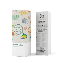 Thermosflasche für Kinder - 260 ml - African Safari - Wasserflasche aus Edelstahl - Kalte Getränke 36 Stunden und Heiße Getränke 18 Stunden - Farbprägung - BPA Frei - Cool Bottles