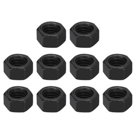 sourcing map 3/8-16 Hex Nuts, Carbon Steel Grade 8.8 Black Oxide Hexagon Nut for Screw Bolt, 10 of Pack