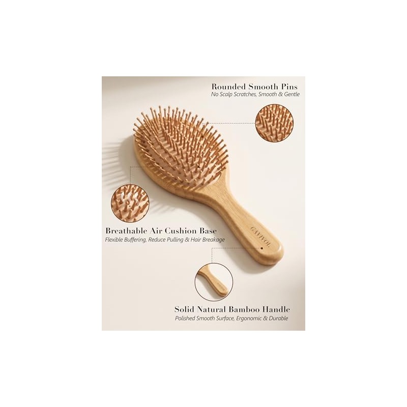 Juego de 4 cepillos de bambú para el cabello, cepillo