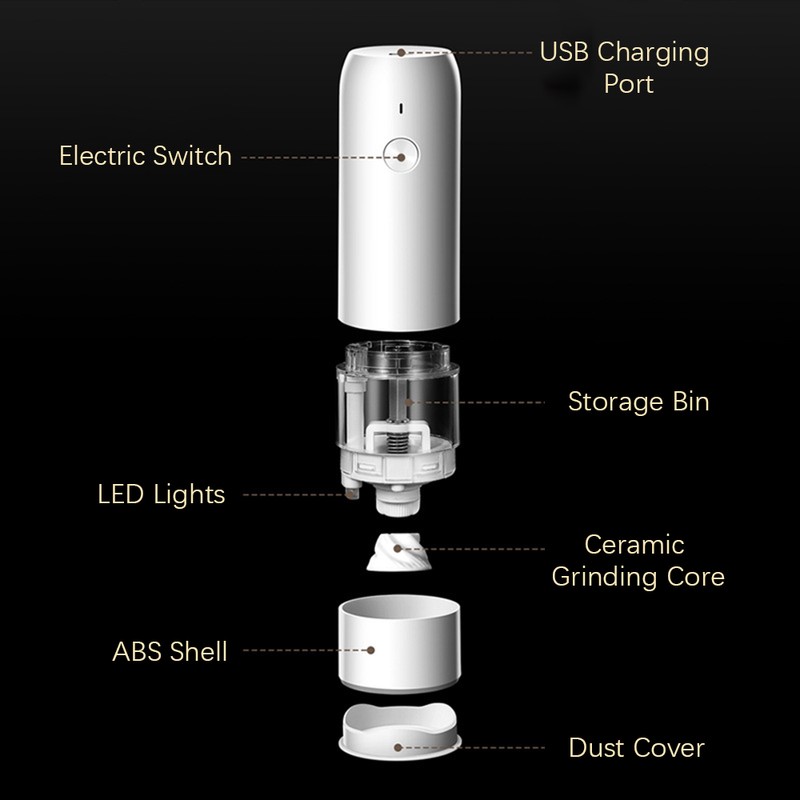 Seasoning Grinder Kitchen Electric Grinding Bottle 6 Speed Adjustable Thickness