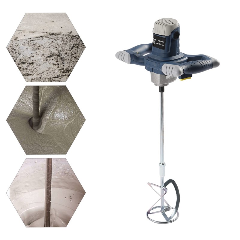 BIXIBIN Cement Mixer, 2400W Drywall Mortar Mixer with 6 Adjustable