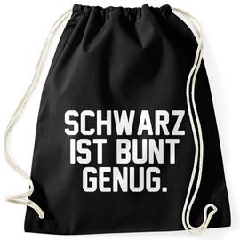 MoonWorks® Gym Bag with Saying "Schwarz ist bunt genug Funny Gym Bag, Black-black