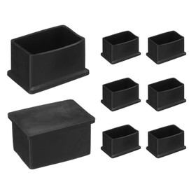 sourcing map 8pcs Rectangle Chair Leg Caps PVC Chair Leg Floor Protectors Non-Slip Chair Feet Covers for Hardwood Floors Furniture Protectors, Black, 30 x 50mm