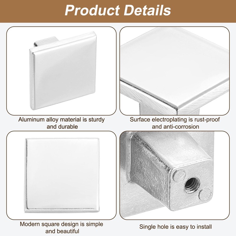 sourcing map 15Pcs Square Cabinet Knobs, 1.2 Inch Square Kitchen