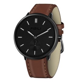 Credrio Watch Mens Watches Fashion Minimalist Ultra-Thin Watches for Men Waterproof Luminescent Hands Leather Strap