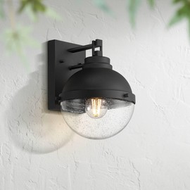 Possini Euro Design Sargasso 11" High Modern Industrial Outdoor Wall Light Fixture Mount Porch House Exterior Outside Weatherproof Sand Black Marine Grade Finish Clear Glass Shade Front Door Patio