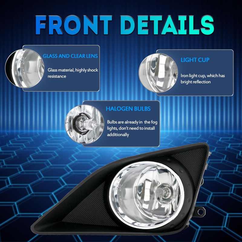 ENERBITIOUS Fog Lights Lamps Replacement for 2008 2009 2010 Toyota