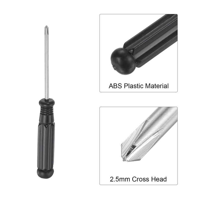 uxcell Mini Phillips Screwdriver, 2.5mm Cross Head with Black Handle