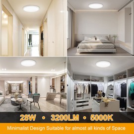 MODERN 28W 3200lm LED Flush Mount Ceiling Light, Super Slim 12 inch LED Ceiling Light, 5000K Daylight LED Ceiling Light for Bedroom, Living Room, Dining Room (Four Pack, White)