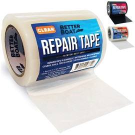 Repair Tape for Fabric Boat Covers, Canvas Tents, Pop-Up Campers, RV Awnings, Tarps, Canopies, Bimini Tops, Sails, Air Mattress Patch Kit, 30ft x 3" Clear Heavy-Duty Waterproof Vinyl