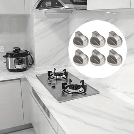 6 Pcs Gas Stove Knob,Cooker Knob,6mm Universal Cooker Replacement Knobs,Durable Metal Surface Switch Control Stove Adaptors Knobs for Hobs,Cookers & Ovens,Compatible with Most Gas Stoves