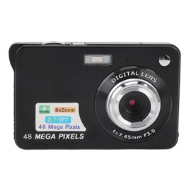 Digital Camera Black 48MP Photo Resolution 16x Digital Zoom 4K Video Recording 3 Inch Full Display Autofocus Pocket Digital Camera Ideal for Travel & Selfies