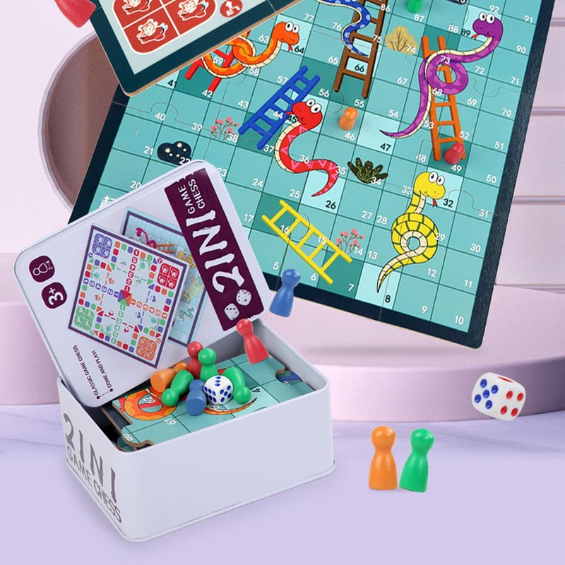 Andux 3-in-1 Flying Chess Game Set Jigsaw Chessboard Interactive Game