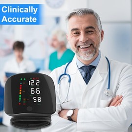 1 piece MD1820 Wrist Blood Pressure Monitor with LCD Display, Adjustable Cuff, Heart Rate Detection and Irregular Heartbeat Alert - USB Charging, Sound Playback - Home Health Monitoring, Ideal Gift for Family and Friends, Wrist Blood Pressure Monitor