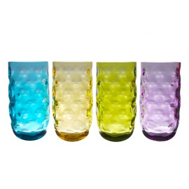 QG 22 oz Clear Colorful Acrylic Plastic Iced Tea Cup Drinking Glasses Tumbler Set of 4