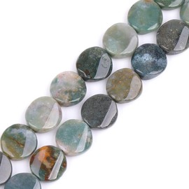 GEM-inside Indian Agate Gemstone Loose Beads Natural 16mm Twisted Coin Crystal Energy Stone Healing Power for Jewelry Making 15"