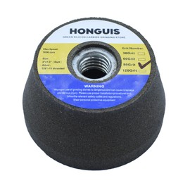 HONGUIS 3 Inch Green Silicon Carbide Grinding Stone Wheel,Flaring Cup Wheel for Granite Marble Concrete with 5/8"-11 Threaded Arbor(80 Grit)