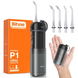 Bitvae P1 Water Dental Flosser, Travel Water Teeth Picks, Cordless Mini Water Cleaner Picks with Telescopic Water Tank, IPX7 Waterproof Flossing Cleaning Picks, Brace & Sensitive Teeth Care, Black